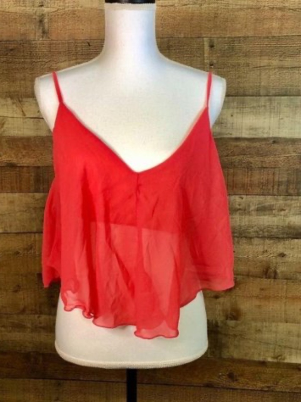 Juniors Size Large Coral ALI & KRIS Cropped Tank